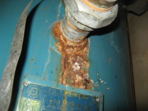 Water heater boiler excessively corroded and leaking