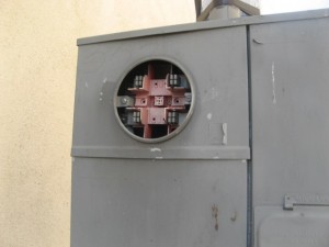 Electrical service meter socket panel port no coverred