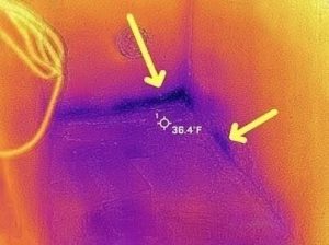 Thermal imaging inspection being performed during a home inspection in Rancho Cucamonga California to detect hidden moisture and insulation issues
